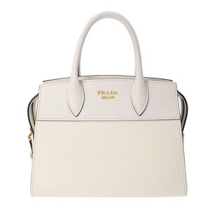 PRADA Handbag White Saffiano Calfskin